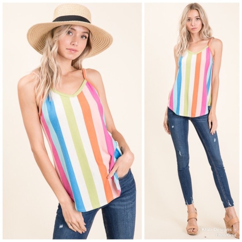 3/$80 item! French Terry Vertical Stripe Tank!